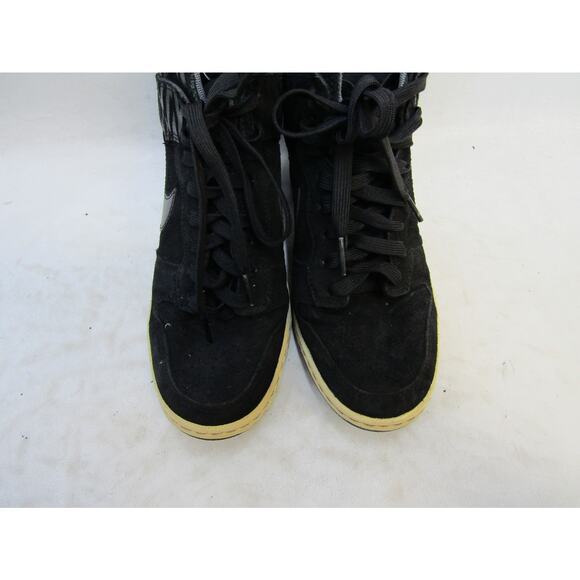 NIKE Sky Hi Dunk Women Sz 6.5 Black Suede Lace Up Hidden Wedge Sneaker - Picture 6 of 11